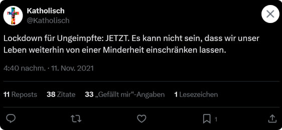 Die katholische Kirche zum Thema Geimpfte