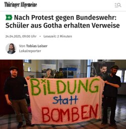 Schüler protestieren gegen Bundeswehr an Schulen