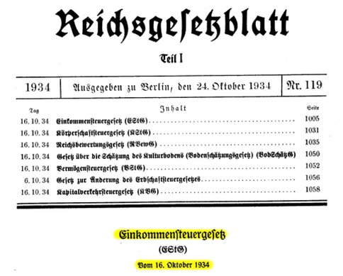 10.1934 Reichsblatt - Einkommenssteuergesetz