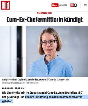 Cum-Ex-Chefermittlerin kündigt