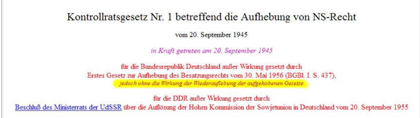 20.09.1945 Kontrollratsgesetz zu Aufhebung NS-Recht