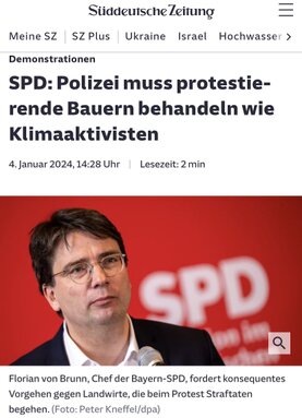 SPD behandelt protestierende Bauern wie Aktivisten